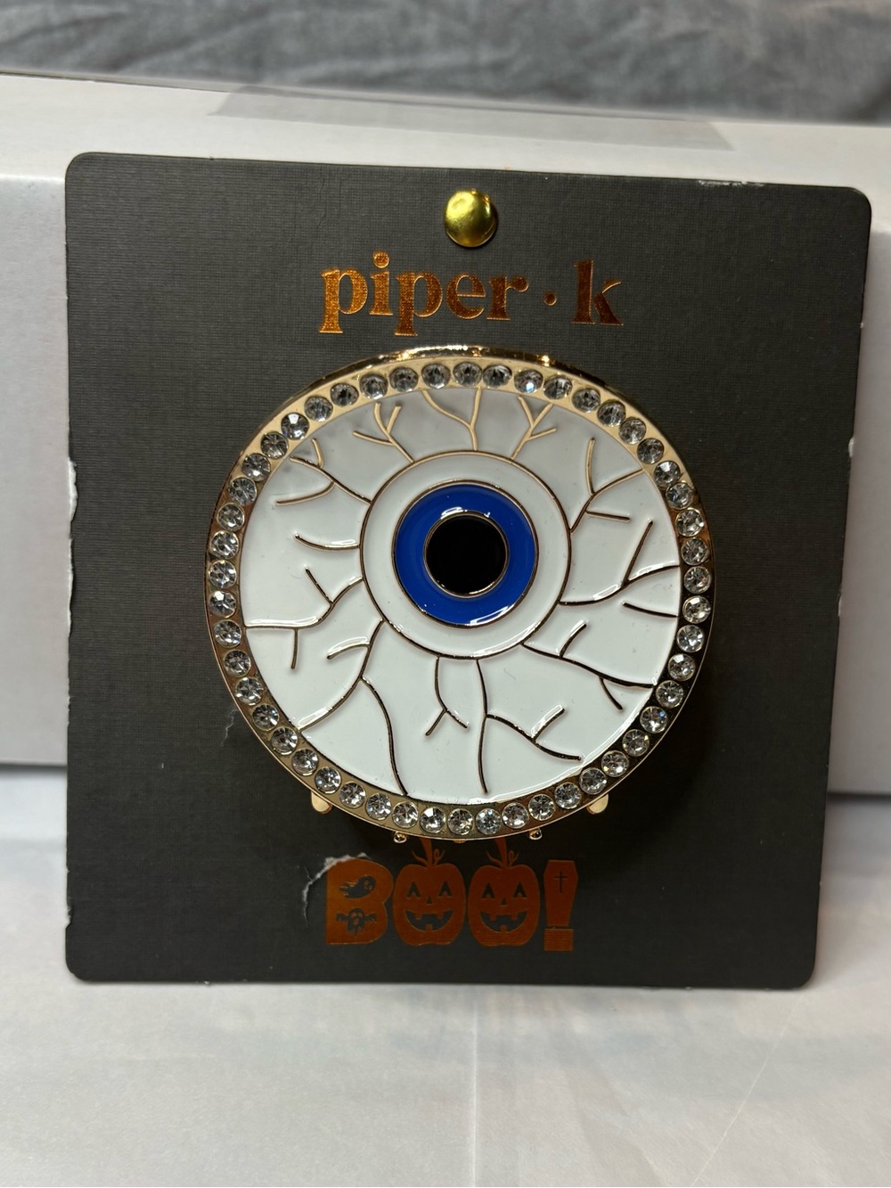 Piper K Halloween rhinestone eyeball hair claw clip